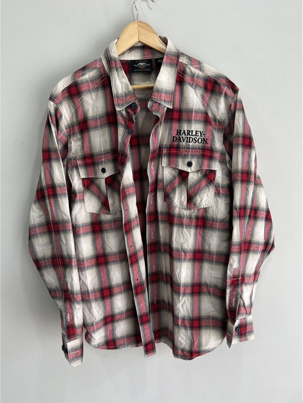 Vintage Harley Davidson Button Up Shirt Flannel plaid